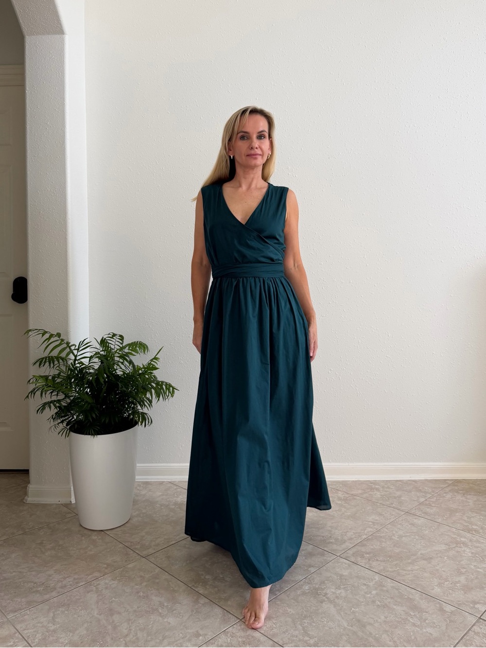 Banana Republic Voile Wrap-Waist Maxi Dress Teal Size 12